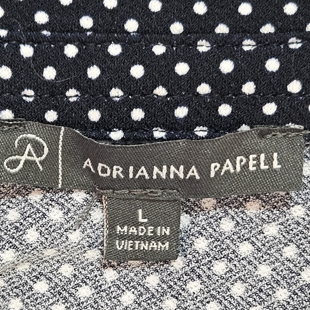 Adrianna Papell Navy Blue White Polka Dot Button Down Blouse Size L - Picture 4 of 6